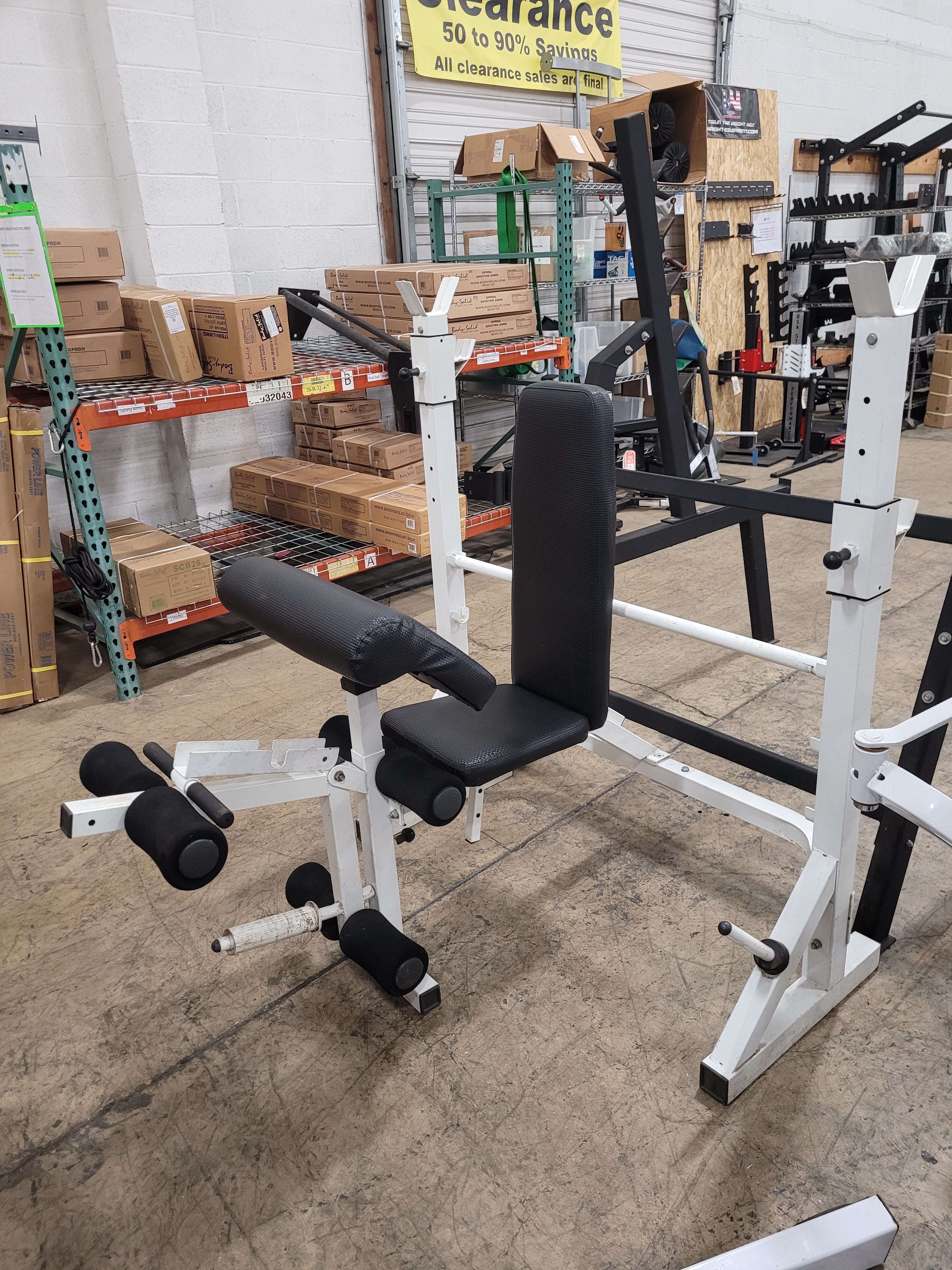 Show Me Weights, Adjustable Bench with Uprights, Preacher Curl and Leg Ext Attachments - Used
