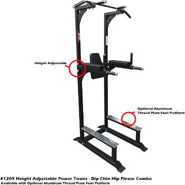 Power Body, Dotmar Height Adjustable Power Tower-Chin Dip and Hip Flexor Combo