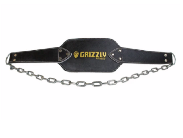 Grizzly Fitness, Grizzly Fitness Leather Pro Dip and Pull Up Weight Training Belt with 36" Chain