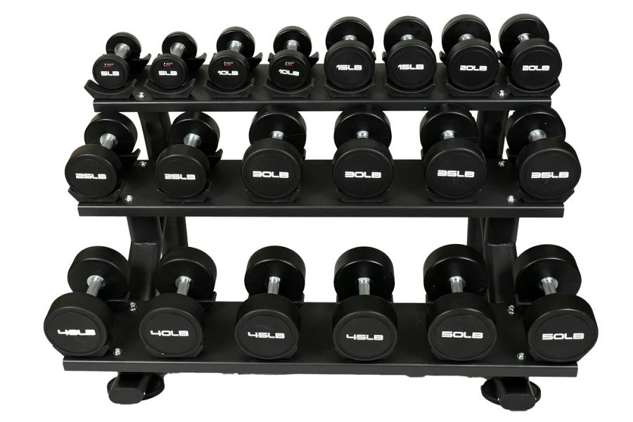 Warrior Strength Equipment, Warrior 10 Pair 3-Tier Compact Pro-Style Dumbbell Saddle Rack - SALE