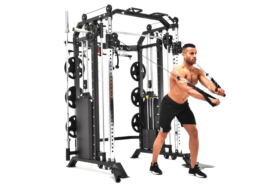 Warrior Strength Equipment, Warrior 801 Pro Power Rack Cage Functional Trainer Cable Pulley Home Gym w/ Smith Machine