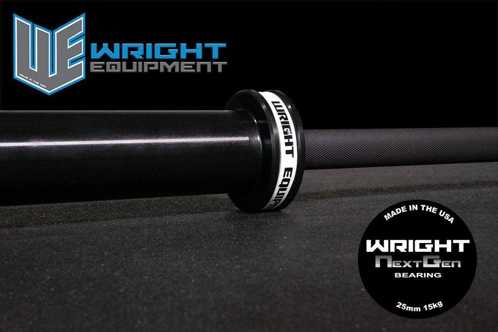 Wright Equipment, Wright Equipment 15KG Olympic Bearing Bar Next Gen (Made in USA) BLACK Cerakote Shaft w/BLACK Bells