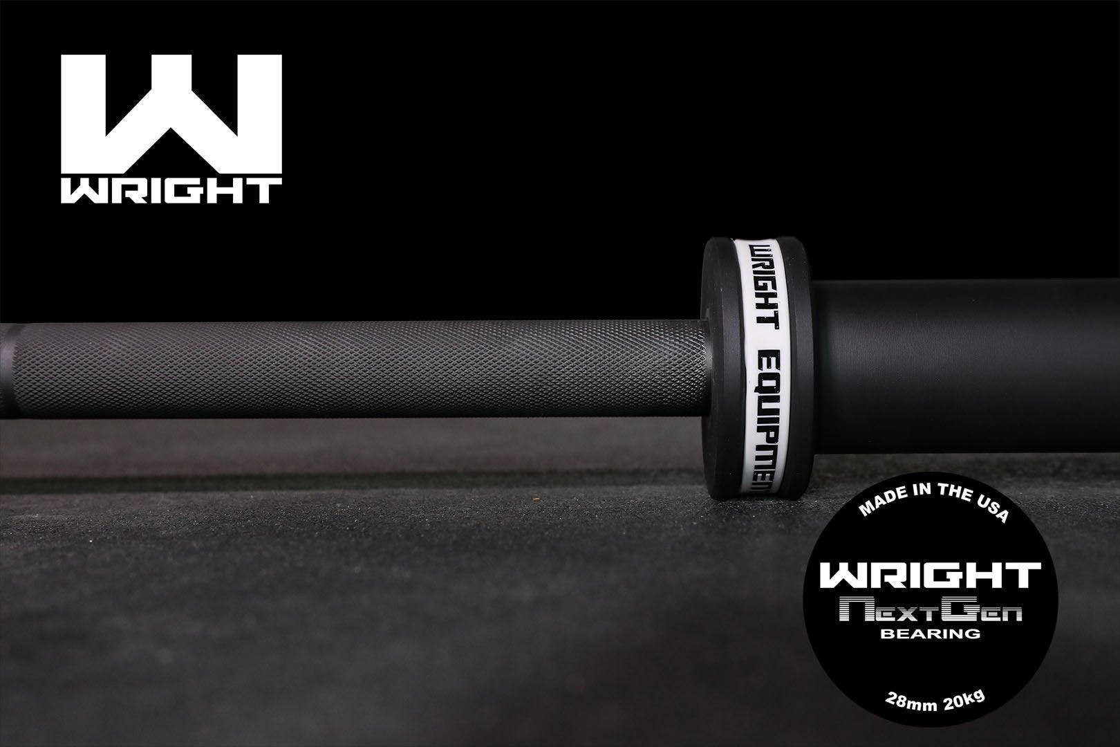 Wright Equipment, Wright Equipment Men's 20kg BLACK SHAFT w/BLACK BELLS Olympic Bearing Bar (Made In The USA)