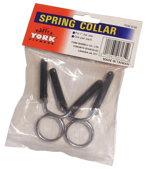 York Barbell, York 1″ Spring Collars w/ Rubber Grips (pair)