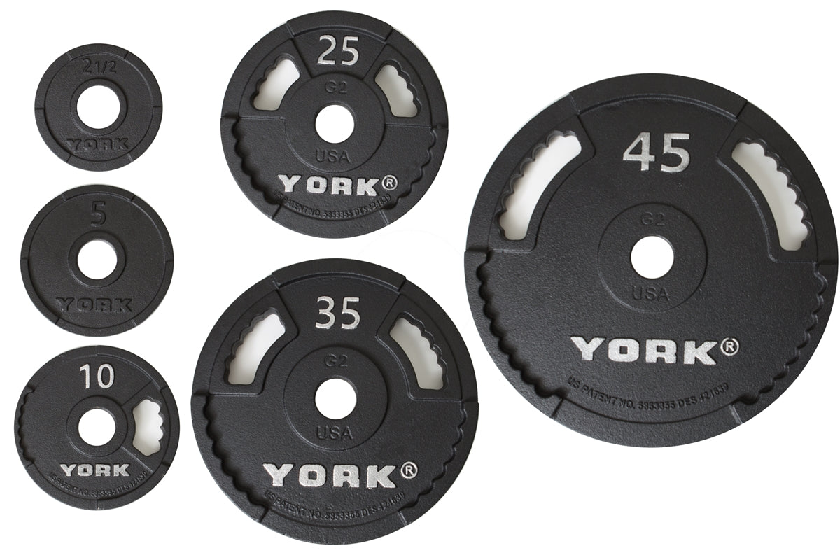 York Barbell, York 2″ G-2 Cast Iron Olympic Weight Plate (Singles)