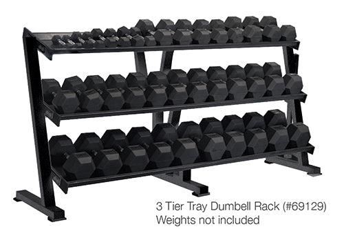 York Barbell, York Barbell 3-Tier Tray Dumbbell Rack -Black 69129