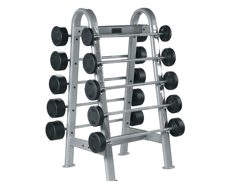 York Barbell, York Barbell ETS Fixed Straight and Curl Barbell Rack - Silver (Holds 10 Bars) 69051