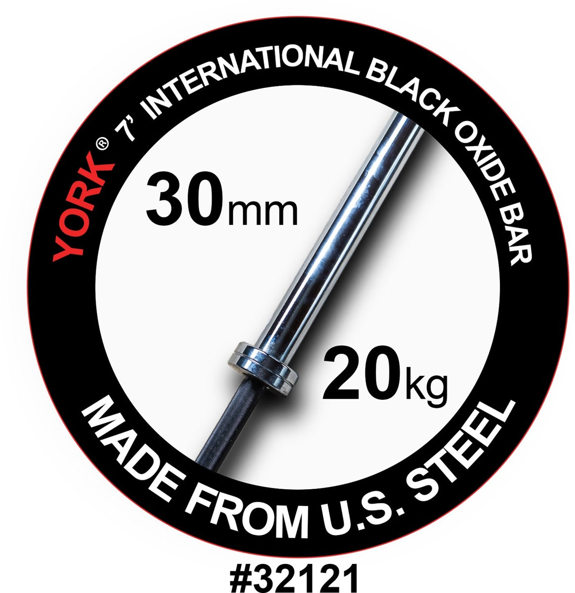 York Barbell, York Barbell | International Black Oxide Olympic Bar - 7ft (30mm)